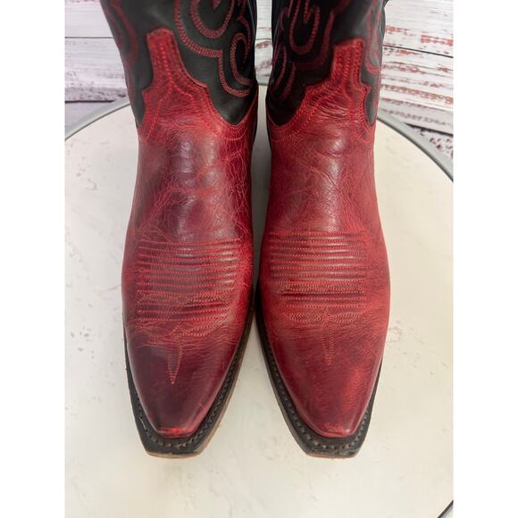 Lucchese 1883 Dana Womens Red Burnished Goat Leather Cowboy Western Boots SZ 8 - Picture 4 of 13